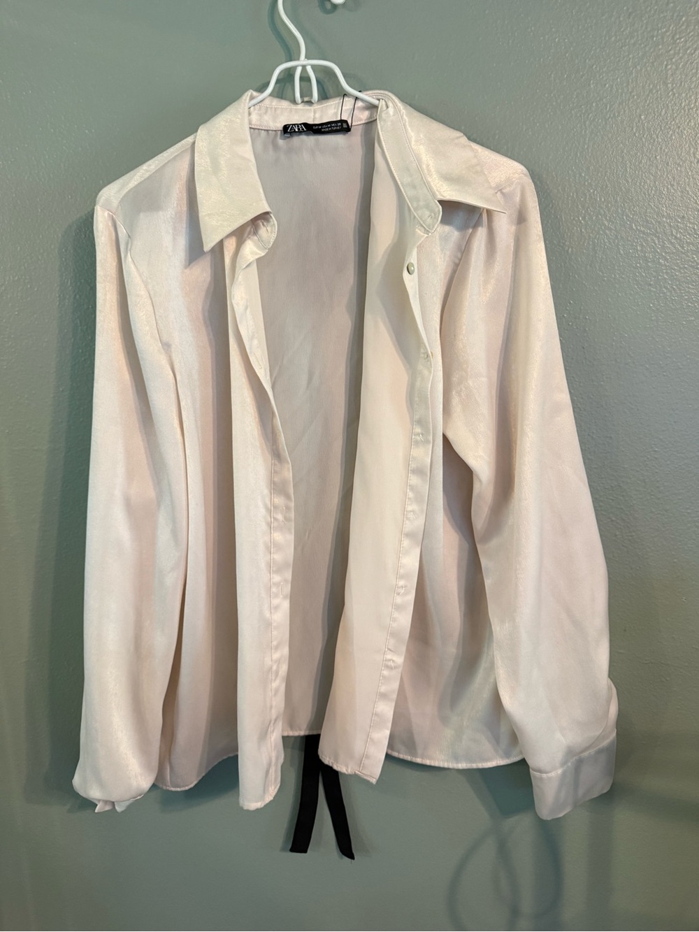 Zara Cream Satin-Look Blouse